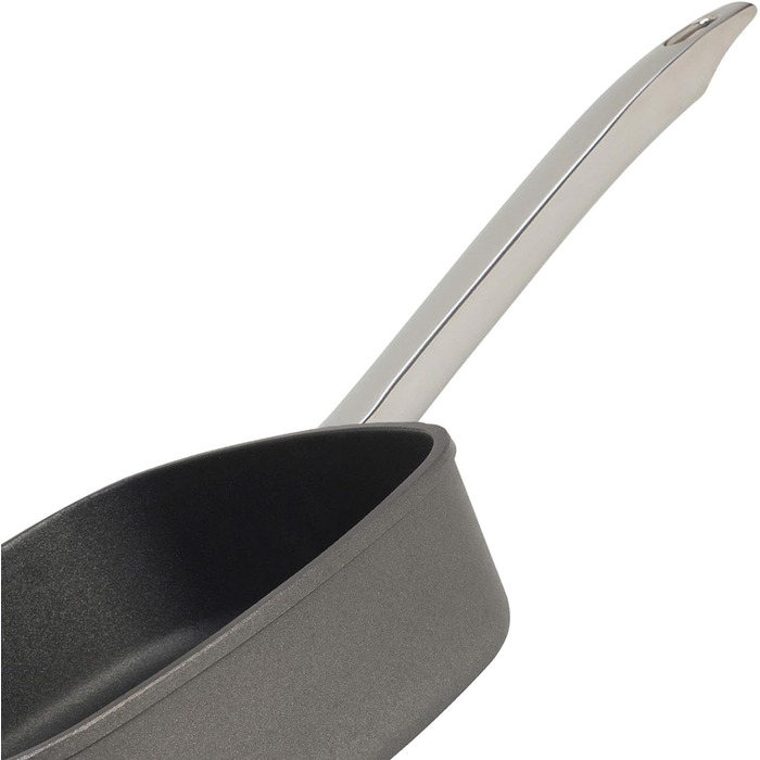 Чавунна сковорода SKK 28x28 см, квадратна, з високим бортиком, 2-компонентна, контр-ручка, ручка та кришка з нержавіючої сталі, зроблено в Німеччині
