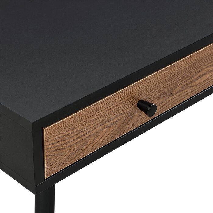 Письмовий стіл Tumba 115x48x75см з 3 висувними ящиками Офісний стіл Комп'ютерний стіл Стіл Металевий каркас Чорний/темний дерев'яний тон