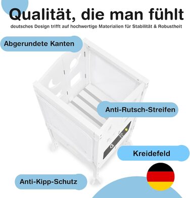 Навчальний столик-сходинка для дітей від 1 року - стійкий, збірно-розбірний, з сіткою безпеки 360°, білий
