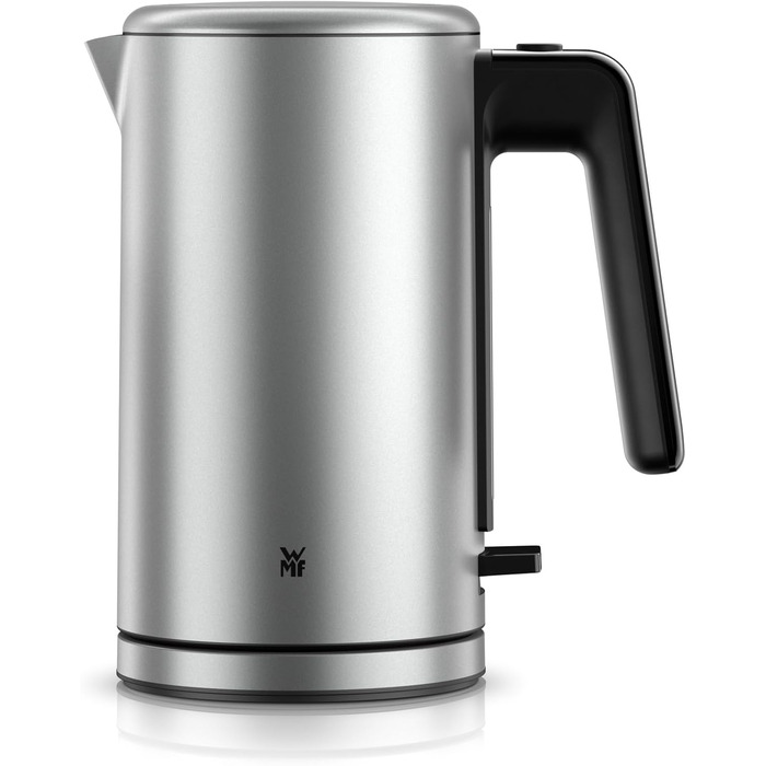 Електричний чайник WMF Lono Silk 1.6 л з нержавіючої сталі, з фільтром від накипу, бездротовий, з поворотним підставою, антижирове покриття, відкривання однією рукою, зовнішній індикатор рівня води