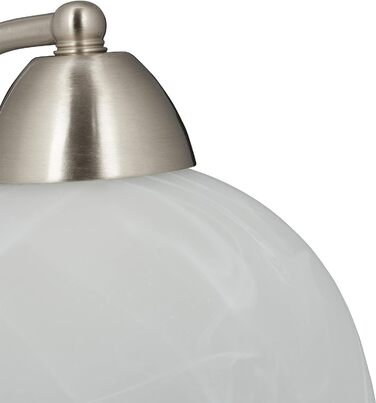 Настільна лампа Relaxdays touch, ретро-дизайн, розетка E14, приліжкова лампа з регулюванням яскравості, скло та залізо, HBT 25 x 15 x 19 см, (сріблястий)