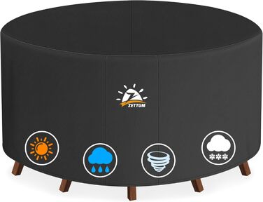 Чохол для садово-патіо меблів Zettum, Ø281 x 73 см, 600D Oxford, водонепроникний, захисна накривка для садового столу та комплектів меблів