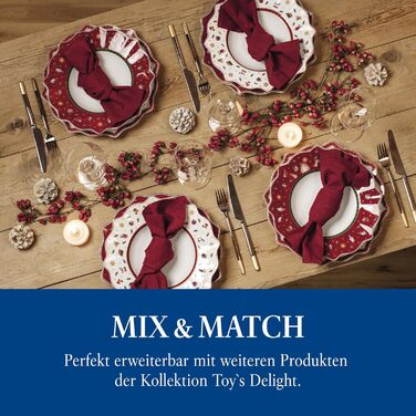 Villeroy & Boch Toy's Delight: Сніданок на двох - сервіз для двох осіб (6 предметів), білий/червоний, кераміка, Преміум якість, Різдвяний сервіз