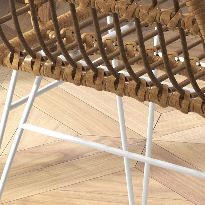 HOMCOM Набір з 2-х стільців у бохо-стилі, кухонні стільці, з ротангу PE, 56 x 60 x 79 см, натуральний + білий