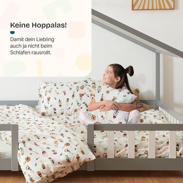 Дитяче ліжко Treviolo Hausbett від en.casa: дерев'яне ліжко Montessori з захистом від падіння, 120x200 см