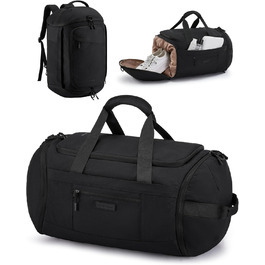 Спортивна сумка LOVEVOOK для жінок та чоловіків, велика сумка для тренувань та подорожей, 45L, з відділенням для взуття та мокрих речей, водонепроникна, з функцією рюкзака, чорна (51x28x32 см)