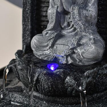 Фонтан для медитації Zen'Light Nirvana з Буддою та LED-підсвіткою. Сучасний декор для дому, Фен-Шуй, сірий, H 26 см