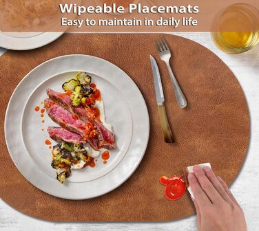 Набори підтарілок ADRIMER, 6 шт., 30.5 x 43.2 см, термостійкі, водонепроникні, миючіся, PU, для кухні та їдальні