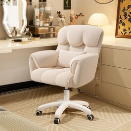 Ергономічне крісло для дому та офісу, обертове, регульоване по висоті, для робочого кабінету, спальні, бежеве