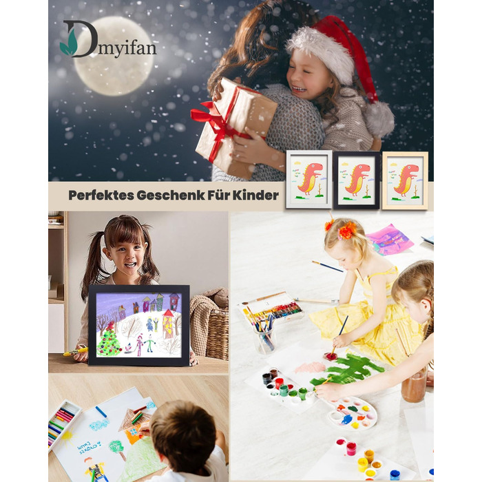 Рамки для фотографій A4, 2 шт. - Чорні, для дитячих малюнків, школи, дому, офісу