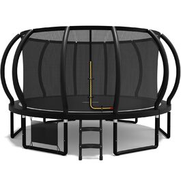 Батут садовий Flamaker Ø427 см з захисною сіткою, каркас сталевий, до 150 кг, для дітей та дорослих, чорний