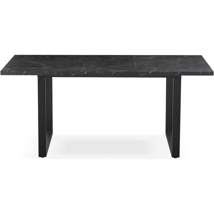 Розсувний обідній стіл B&D Home Anna | 120-160 x 80 см, на 4-6 осіб | стіл для кухні/їдальні з дерев'яними ніжками, чорний | скандинавський/індустріальний дизайн, Texas-Eiche (дуб Техас), 11202-US-EITE (чорний мармур/чорний)