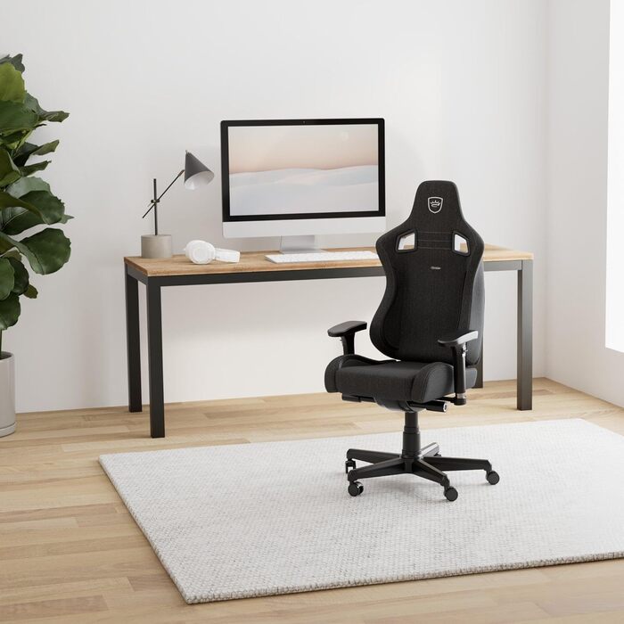 Крісло ігрове Noblechairs Epic Compact TX, ергономічне, сіре, з підтримкою голови та попереку, для тіла до 120 кг, дихаюча тканина