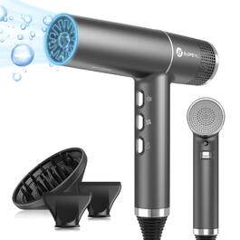 Фен для волосся slopehill з безщітковим двигуном 2000W, Oxy Active Technology, LED-дисплеєм та мікрофільтром, сірий