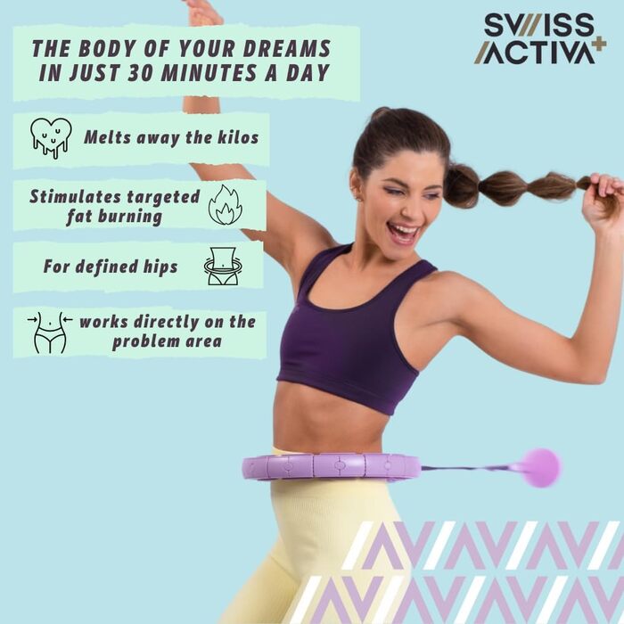 Швейцарський Активний обруч розумний обруч-обруч, який не падає-Розумний обруч для дорослих з вагою і виступами-Обруч для фітнесу для схуднення S6 фіолетово-синій