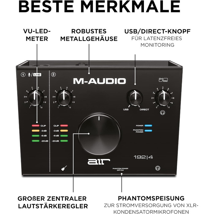 M-Audio Air 192|6: USB аудіоінтерфейс для професійного запису (2 XLR/Line входи, софт в комплекті)