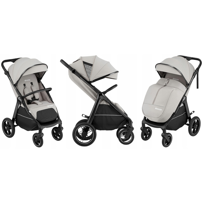 Дитячий прогулянковий візок Sirocco Maxelle: великі колеса 28 см, великий капюшон, амортизація