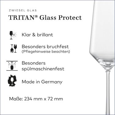 Набір для романтичного вечора Zwiesel Glas Date Night Pure (4 шт.): келихи для шампанського (297 мл) та червоного вина (540 мл), Tritan®-кришталь, Made in Germany