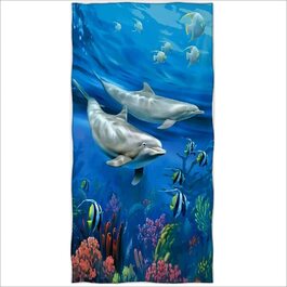 Пляжний рушник Zomer 70x140 см, пляжний рушник з мікрофібри з принтом-Дельфін Байрон-Бей (Дельфін 6)