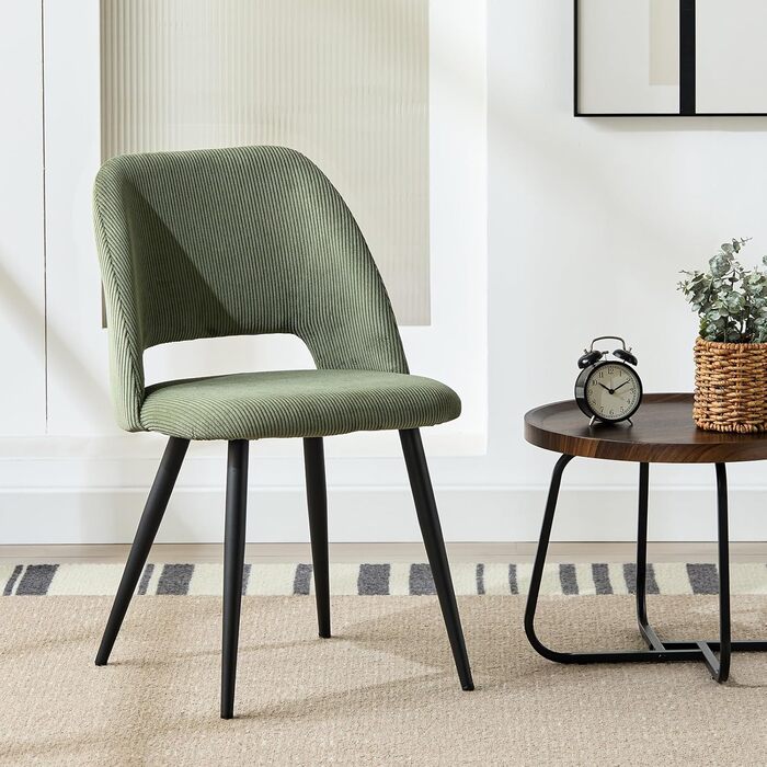 Набір з 4-х обідніх стільців з кшталту м'якого велюру, з товстим шаром м'якої підкладки, металеві ніжки, для вітальні, спальні, їдальні та прийому гостей, зелений колір