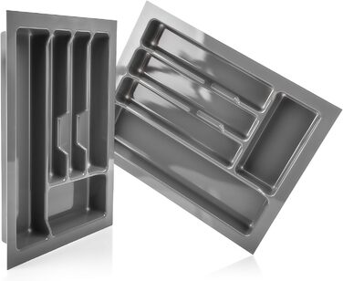 Лоток для столових приборів BigDean 40 см - Можна вирізати за розміром - Пластиковий - 330х430 мм - сріблясто-сірий - Зроблено в ЄС