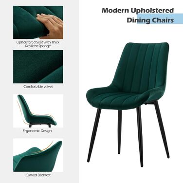 Набір з 2-х стільців для їдальні TUKAILAI з штучної шкіри, ергономічні, з металевим каркасом, до 150 кг, для кухні, їдальні та вітальні, коричневі (зелені, велюрові, набір 4 шт.)