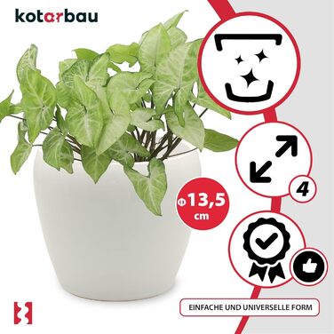 Керамічні горщики для квітів KOTARBAU® (15 см, діаметр 13,5 см, білі)
