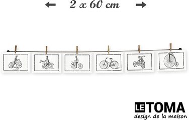 ЛеТОМА - мотузка для фотографій з 16 затискачами, включаючи запатентований тримач для мотузки, ідеально підходить для швидкого розвішування фотографій і листівок-мотузка для фотографій з високоякісної натуральної конопель ручної роботи в Німеччині (60 см 