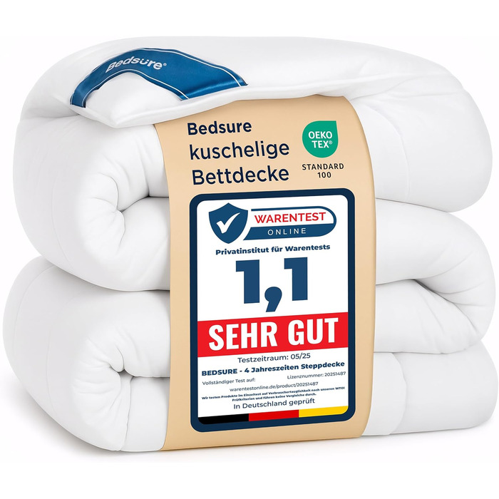 Ковдра BEDSURE 135x200 см - чотирисезонна, для алергіків, біла, 300 GSM, Oeko-Tex сертифікат