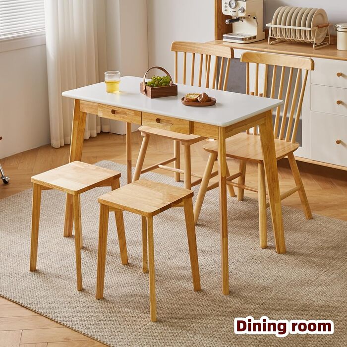 Дерев'яний письмовий стіл з шухлядою та вішалкою, 100 x 50 x 75 см, YD-WD01N. Компактний комп'ютерний стіл з натуральним деревом.