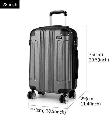 Набір валіз KONO Zwillingsrollen 3шт. (M-L-XL) з ABS-пластику сірого кольору