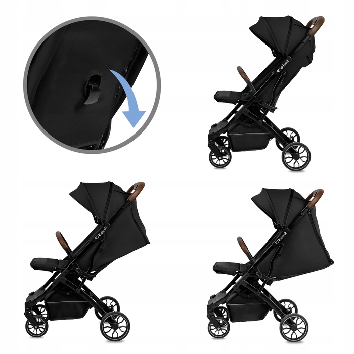 Компактна прогулянкова коляска Kidwell Colmer UP Black — легка, маневрена, складана