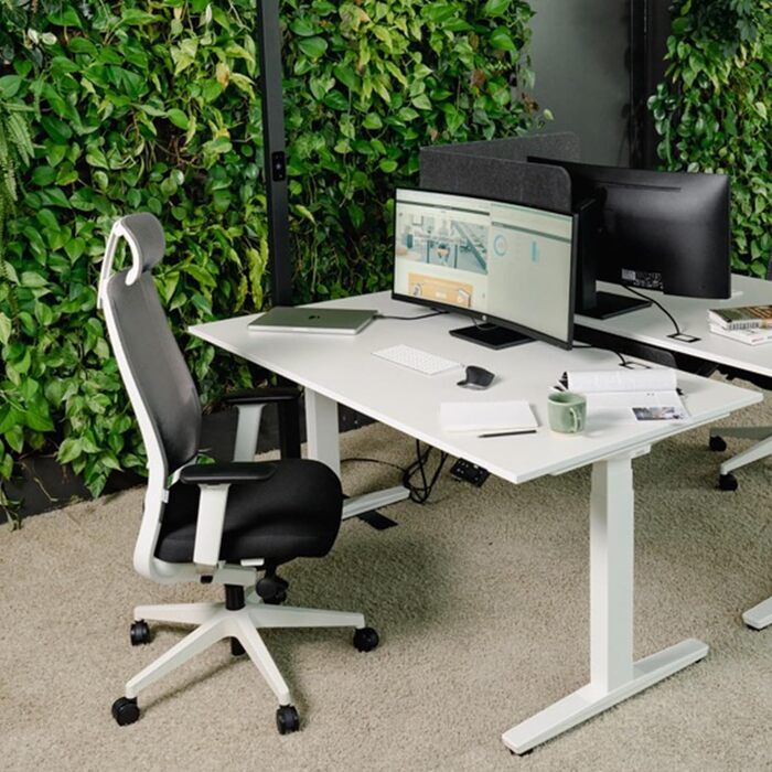Офісне крісло Yaasa Ergonomiczne – ергономічне крісло для офісу з підтримкою попереку та регульованими підлокітниками – поворотне крісло з регулюванням опору спинки – для дому та офісу – 120 кг (Білий, Expert)