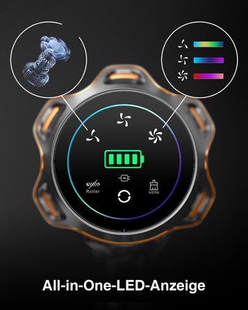 Бездротовий акумуляторний пилосос 45000Pa/550W/65хв, об'єм 1,6л з дисплеєм, антизаплутана щітка, самостійна підставка, док-станція на стіну, 8-шарова фільтрація, тиха робота, для шерсті тварин/килимів/твердих поверхонь/автомобіля (Червоний)