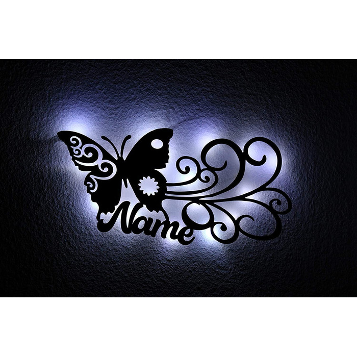 Дитячий настінний світильник у вигляді метелика, світлодіодний нічник, Метелик персоналізований з бажаним ім'ям лазерне гравірування нічник для сну