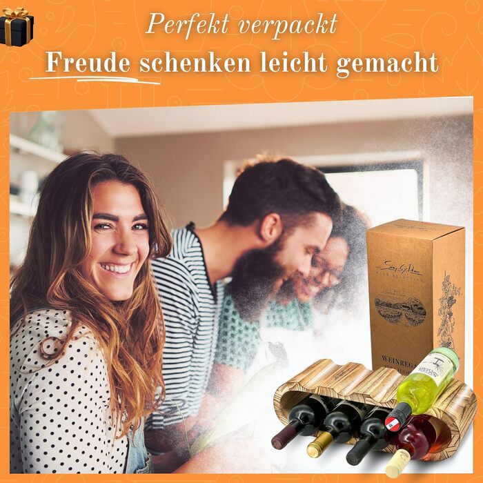 Дерев'яна полиця для вина Rustikales Weinregal - підставка для 8 пляшок, 2 яруси, ручної роботи, олія, для кухні, їдальні, вітальні