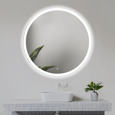 Круглий дзеркало для ванної кімнати 80 см з LED-підсвічуванням та сенсорним вимикачем