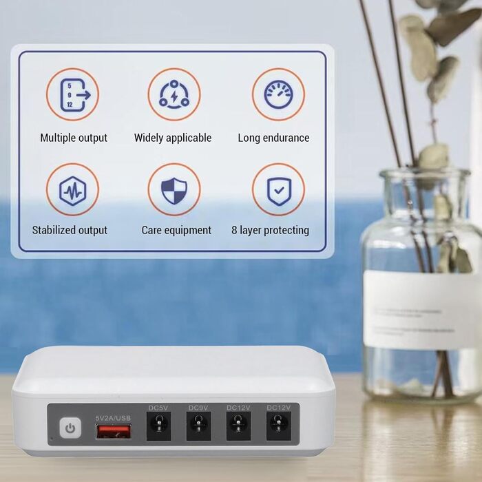 ДБЖ (UPS) з акумулятором, 6000 мАг, резервне живлення з інтелектуальною LED-індикацією, 5 В, 9 В, 12 В вихід, багатофункціональний захист, неперервна подача живлення (EU-штекер)