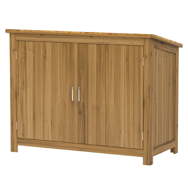 Outsunny Садова шафа з дерева, Садовий сарай стійкий до погодних умов 110x50x85см, Садовий сарай з дверима, Моноскатний дах, Полиці, Садова шафа, Садовий сарай Шафа для інструментів Садовий сарай для саду Патіо Задній двір, коричневий