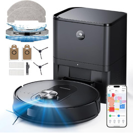 Робот-пилосос Proscenic Q8 Max з функцією миття, 6000Pa, 200 хв роботи, док-станція для самостійного очищення, 3L пилозбірник, інтелектуальна лазерна навігація, керування через додаток, сумісність з Alexa, Google, Siri