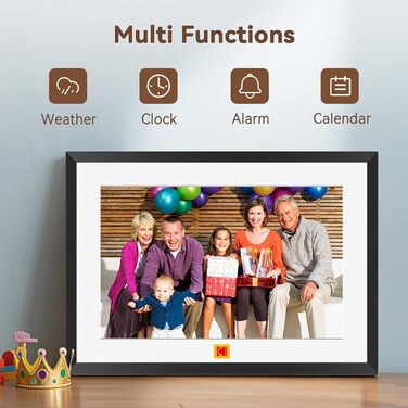 Цифровий фотоальбом Kodak 10 дюймів з Wi-Fi, акумулятором 4000mAh та 32GB пам'яті, IPS HD сенсорний екран, автоповорот, чорний