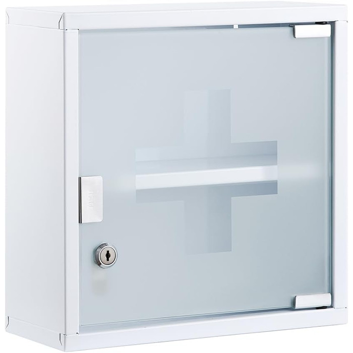 Медичний шафка Zedelmaier з нержавіючої сталі, 4 відділення, аптечний шафка, для ванної кімнати, навісний, з замком, 57 x 27 x 12 см, білий