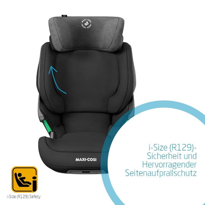 Автокрісло Maxi-Cosi Kore i-Size, 3,5-12 років, 100-150 см, дитяче крісло ISOFIX, регульована висота/ширина, бічна система захисту плюс, швидке та легке кріплення, автентичний чорний