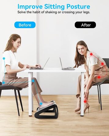Підніжка для столу з регулюванням висоти та кута на 6 рівнів, з масажем, протиковзка, для зняття болю в ногах, колінах та спині, ідеальна для дому, офісу та подорожей, з трьома ніжками