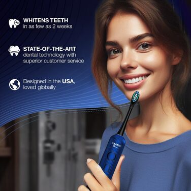 Електрична зубна щітка Wagner Stern VibroWave Plus з 4 насадками, IPX7, Moonlit Blue