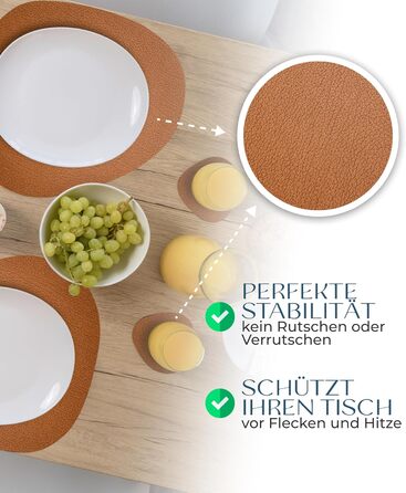 Набори серветок для столу, 4 шт. – екологічні, стійкі та нековзні – преміум шкіра, Made in Germany (Modern, Bison)