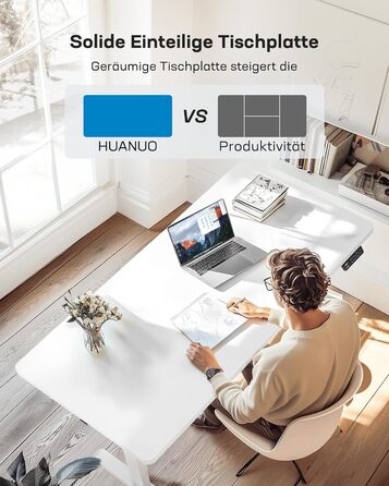 Електричний стіл HUANUO 160x80 см, білий, регулювання висоти 60-125 см, 120 кг, 2 мотори