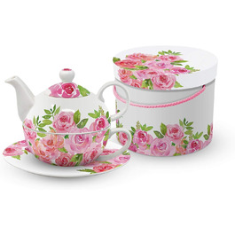 Чайний сервіз PPD Merci Roses для однієї людини, чайник, чашка і блюдце