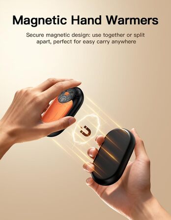 Електричний гріє для рук 2 шт. | Перезарядний кишеньковий гріє з 3 режимами нагріву, 6000mAh. Для жінок, чоловіків, кемпінгу, полювання, гольфу (Помаранчевий)