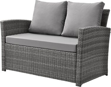 Світ Лаунж-група Roma з ротангу (сіра) - садові меблі з софі та кріслом, набір для відпочинку та обіду